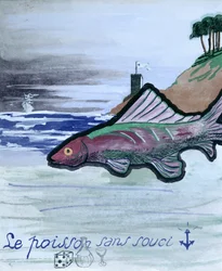 The Fish Without Worry, illustration for the handwritten collection of poems 